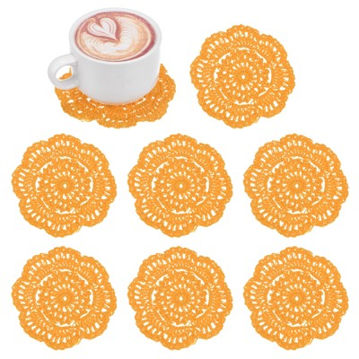Unique Bargains Round Handmade Crochet Cotton Cup Coaster Placemats Home Decoration