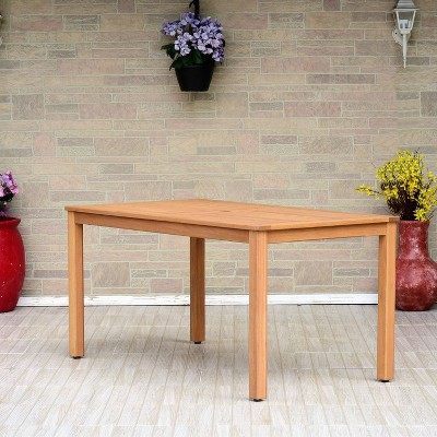 Orly Patio Rectangular Dining Table with Teak Finish - Brown - Amazonia