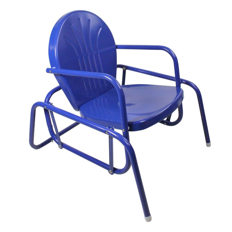 Northlight Outdoor Retro Metal Tulip Glider Patio Chair, Blue, 3 of 5