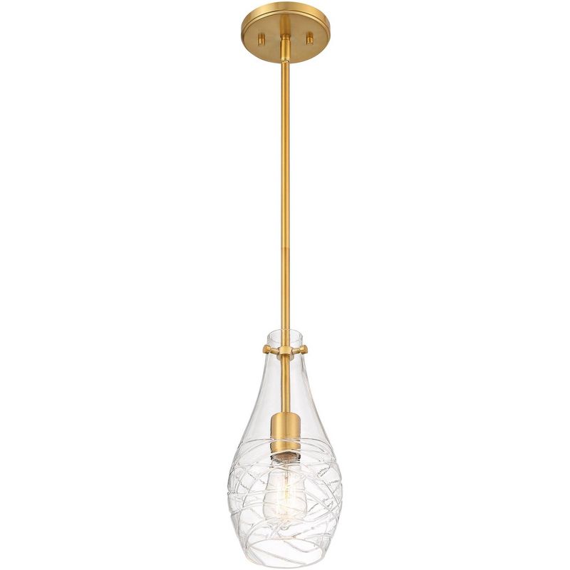 Possini Euro Design Soft Gold Mini Pendant 5 1/2" Wide Modern Swirl Textured Clear Glass Shade Fixture for Dining Room House Foyer, 5 of 7