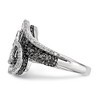 Black Bow Jewelry 1 Ctw Black & White Diamond 18mm Swirl Ring in Sterling Silver - 3 of 4