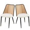 Grungis Boucle Armless Kitchen Chair Set of 4,Upholstered Dining Chairs with Curved Rattan Backrest for Dining Room,Kitchen - 4 of 4