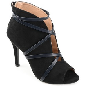 Journee Collection Womens Samara Back Heel Zip Peep Toe Stiletto Booties - 1 of 4