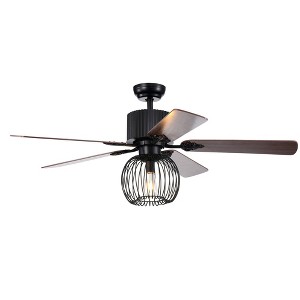 Warehouse Of Tiffany Aguano 52" Lighted Ceiling Fan Two-Color Blades Reversible with Remote Control Black - 1 of 3