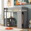 Twin Size Loft Bed With Desk Wardrobe Wooden Twin Loft Bed With Drawers Storage Cabinet For Girls Boys Teens Bedroom - 3 of 4