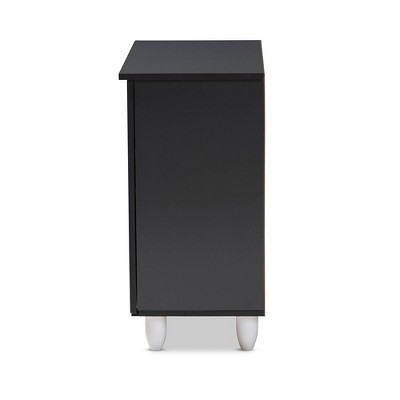 Two-Tone Oak and Dark Gray 2-Door Shoe Storage Cabinet