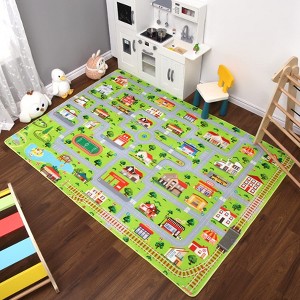 Kids Playmat City Life Carpet, Educational Street Rug for Kids Play with Cars and Toys, Thick Soft Area Rug City Traffic Play Mat for Bedroom - 1 of 4