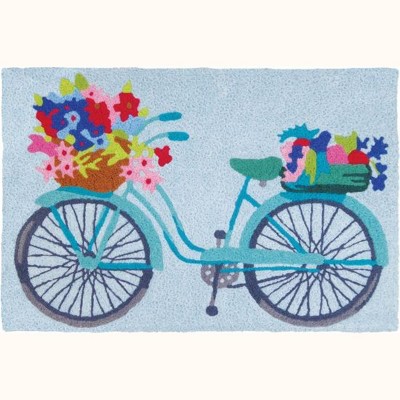 Jellybean Flower Basket On Bicycle Rug – 20" x 30" Indoor/Outdoor Floral Accent