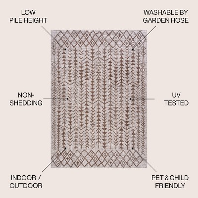 Bohemian Geometric Easy-Care Synthetic Area Rug - Beige/Brown 8' x 10'