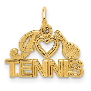 Black Bow Jewelry 14k Yellow Gold I Heart Tennis Script Pendant - 1 of 4