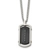 Chisel Stainless Steel Brushed and Black IP-plated Center with Black Cubic Zirconia Dog Tag on a 22" Curb Chain Necklace - 2 of 4