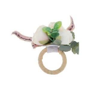 Unique Bargains Napkin Rings Leaf Rose Plastic 1 Pc - 1 of 3