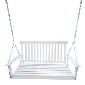 NicBex 2-Seat Outdoor Hanging Wood Porch Swing with Armrests for Patio Bedroom Garden - 1 of 4