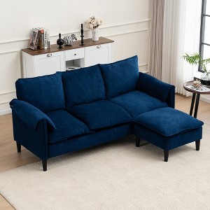 Convertible L-Shaped Sectional Sofa with Storage Ottoman, Modern 3-Seater Couch for Living Room, Bedroom or Small Spaces - 1 of 4