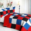 Slickblue Full/Queen 3 PC Quilt Set, Vermicelli-Quilted TC Fabric, Plaid Design, 13 Color Options, 90.5"x90.5" - 4 of 4