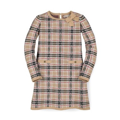 Image of Hope & Henry Girls' Bow Detail Sweater Dress (Beige, 12-18 Months)
