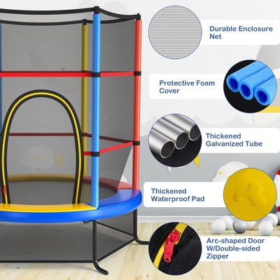 55'' Yellow Kids Trampoline with Enclosure Net