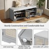 KTMBDW 2-Tier Storage Bench, Shoe Bench with Thickened Seat Cushion, Entryway Bench with 4 Rattan Doors, Adjustable Shelf for Entryway, Living Room - 4 of 4