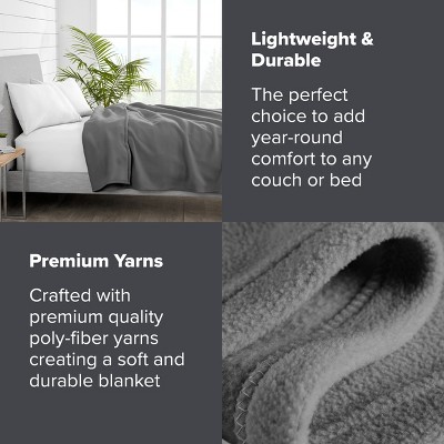 Gray Full/Queen Reversible Fleece Blanket