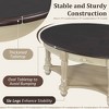 Vintage Oval/Round Coffee Table Cocktail Table Accent Table Sofa Side Table Center Table with Drawer/Sliding Door, Walnut/Beige+Espresso-ModernLuxe - 3 of 4
