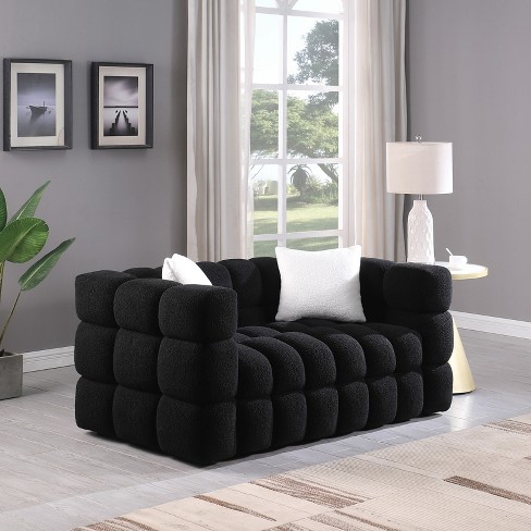 Black fabric best sale 2 seater sofa