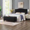 Vynxaria Upholstered tufted button storage bench ,Faux leather entry bench with spindle wooden legs, Bed bench- Black - 4 of 4
