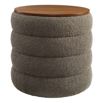Modway Mezzo Round Boucle Fabric Storage Ottoman