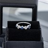 Jewelry Avalanche 20G 14K Gold Bezel Set Princess Cut Blue Sapphire & Round Diamond Nose Hoop Ring, 8mm - 3 of 4