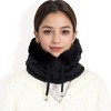 Anna-Kaci Women's Faux Fur Lined Knit Hooded Scarf with Adjustable Drawstring and Full Coverage for Winter Warmth - Khaki - 4 of 4
