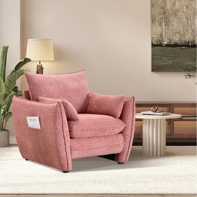 Dolonm Sharp-Angle Chair Chenille Modern Accent Seat, Ergonomic Design Easy Assembly for Living Room Bedroom Office
