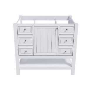 AENKYO 36-inch Bathroom Vanity, Solid Wood Frame with 1 Cabinet & 3 Drawers, White Storage Vanity for Bathroom£¨Without Sink£© - 1 of 4