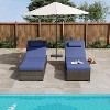 Lounge Chair Outdoor, PE Rattan Wicker Pool Lounge Chairs Set of 2 with Adjustable Backrest, Cushion, Cup Holder, for Poolside, Deck, Gray-Beige - 4 of 4