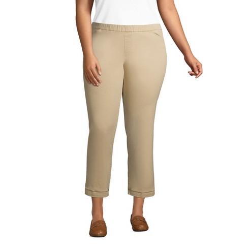 Lands' End Women's Plus Size Mid Rise Pull On Knockabout Chino Crop Pants -  24w - Desert Tan : Target