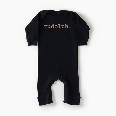 Image of The Juniper Shop Rudolph Puff Print Baby Romper - Newborn - Black