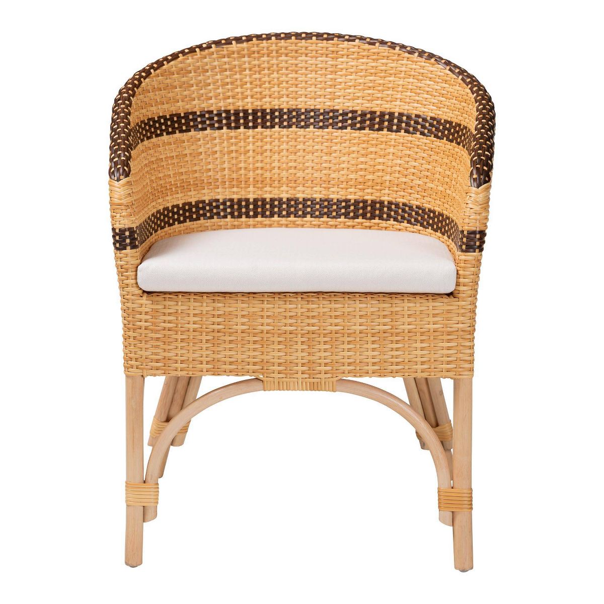 bali & pari Elma Rattan Dining Chair with Cushion Natural Brown/Dark Brown - thumbnail 2