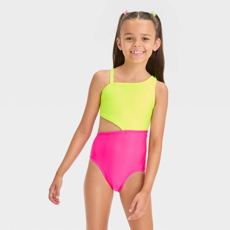 Girls&#39; Solid One Piece Swimsuit - Cat &#38; Jack&#8482;, 1 of 5