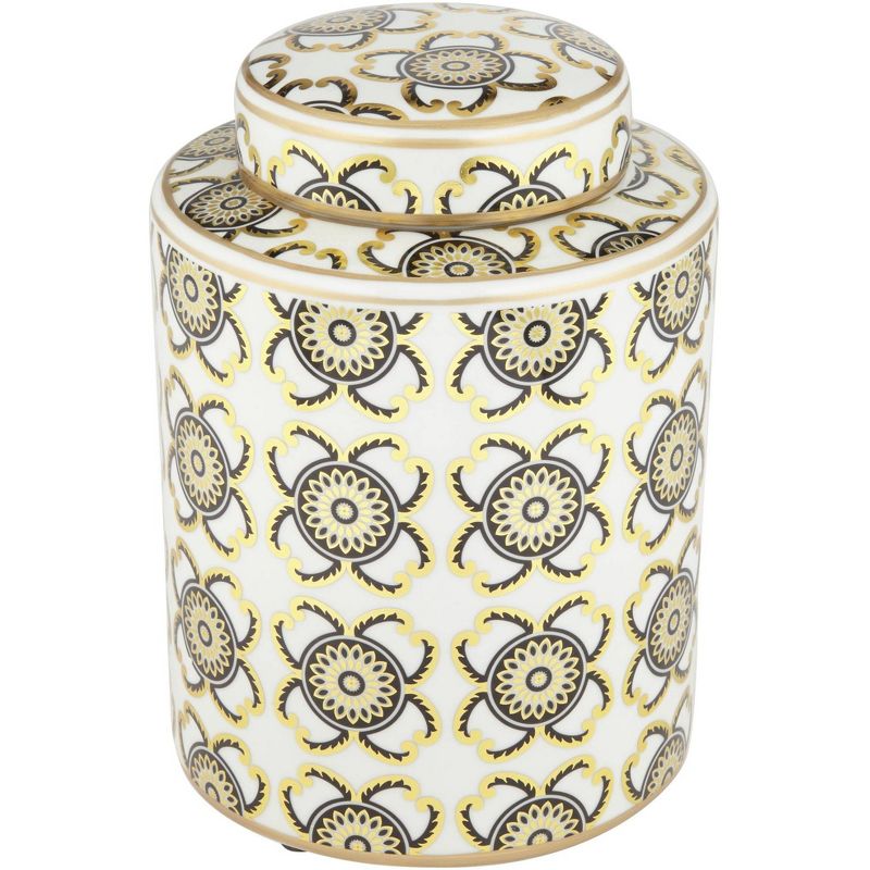Dahlia Studios Beka White and Gold 11" High Decorative Jar with Lid, 1 of 6