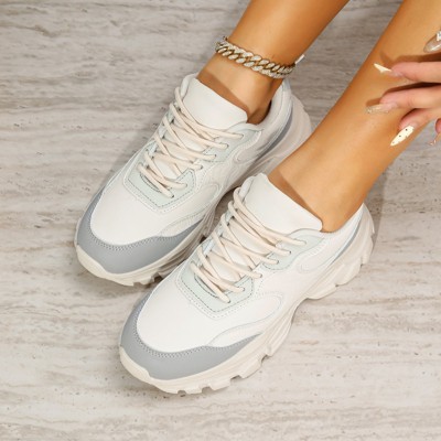 Женские кроссовки BERNESS Women's Lidia Panel Lace-Up Chunky Sneakers White 11 — фото 3