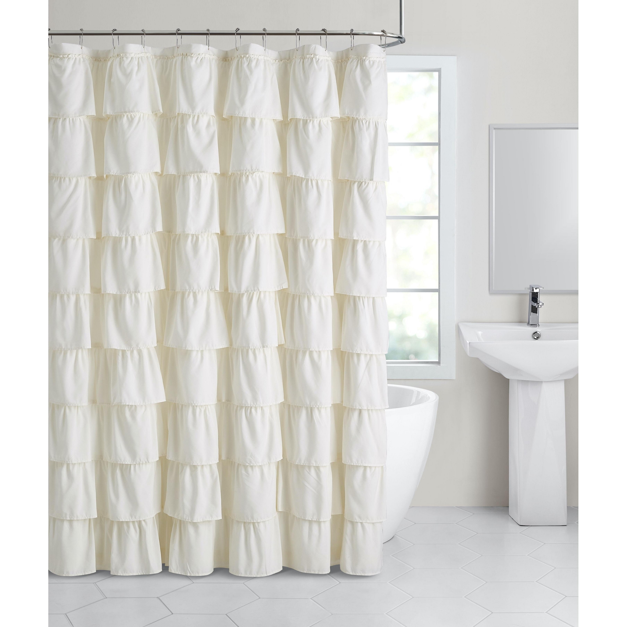 GoodGram Montauk Accents Home Gypsy Ombre Ruffled Fabric Shower Curtain - Standard Length - Beige