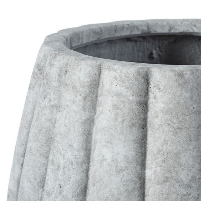 Kaston Light Grey Concrete Pumpkin-Inspired Patio Planter