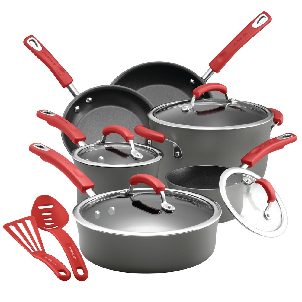 Rachael Ray 87661 12-Piece Hard Anodized Aluminum Cookware Set, Mixed Color