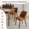 Leather Dining Chairs Set of 2 Upholstered PU Dining Chair w/Wood Legs, Wing Backrest, Wooden Kitchen Chairs w/Thick Cushions, Leveling Feet - 2 of 4