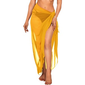 LA LEELA Sarong Coverups for Women Chiffon Swim Cover Up Long Women's Beachwear Pool Beach Wraps Skirt Bikini Cover-ups - 1 of 4