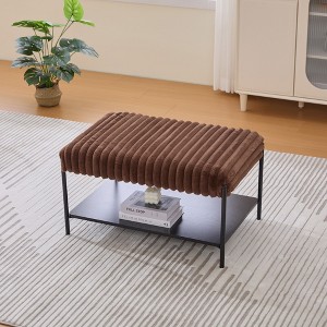 Kumasinova 30.7"W 2-Tier Fluffy Faux Fur Coffee Table Ottoman Bench for Living Room,Elegant Accent Bench with Pine Wood Shelf,275lbs Max - 1 of 4