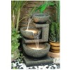 22" 3 Bowl Natural Water Fountain with LED Lights Brown - Hi-Line Gift - image 2 of 4