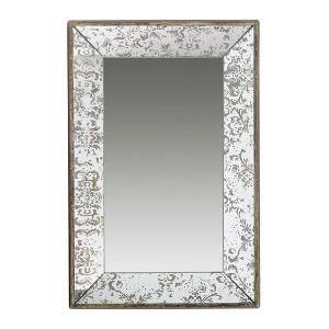 Ridstar 15.5 in. W x 24 in. H White Rectangle Mirror with Floral Accents - 1 of 4
