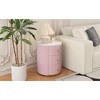 Vynxaria Elegant Upholstered Nightstand with 3 Drawers & Chic Marbling Top ¨C Fully Assembled Pink Bedside Table with Metal Handles - 2 of 4