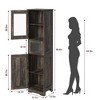 Tall Bathroom Cabinet, Freestanding Storage Cabinet with Glass Doors and Adjustable Shelves and Drawers, 67" Tall Cabinet for Kitchen, Pantry - 2 of 4