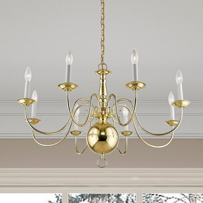 Elegant Williamsburgh Polished Brass 8-Light Colonial Chandelier