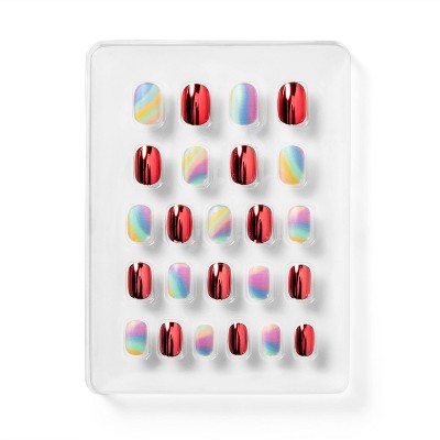 Press-On Nail Set - Chrome and Print - 24pc - More Than Magic&#8482;_1